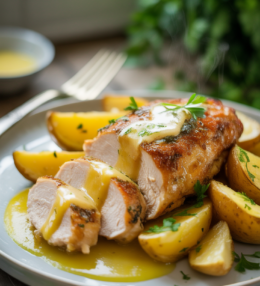 Lemon Butter Garlic Chicken with Crispy Potatoes