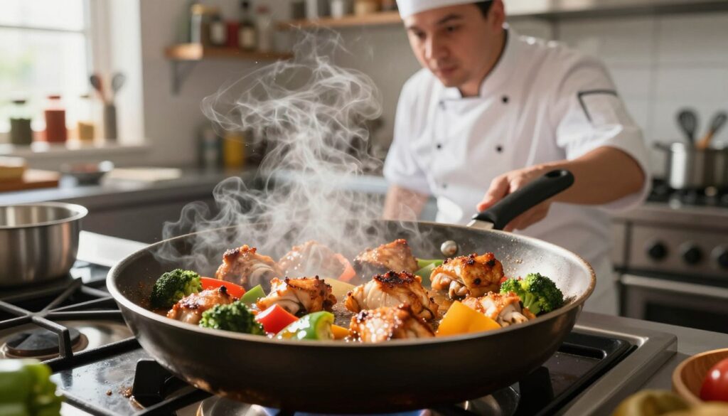 overcrowding the pan sear