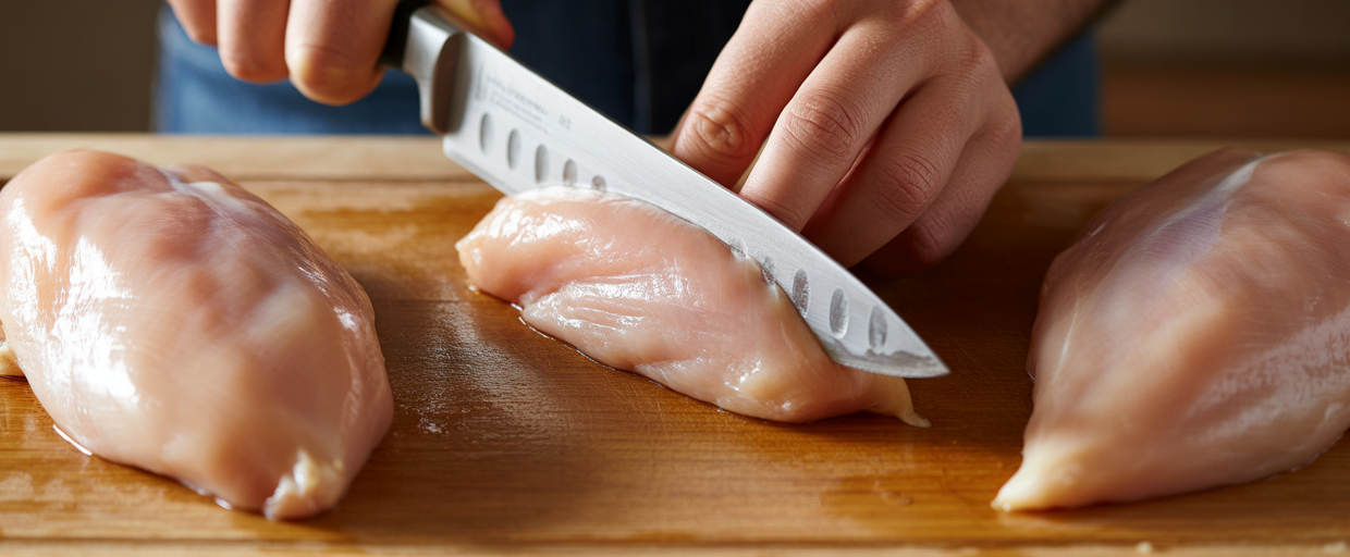 slicing chicken breasts