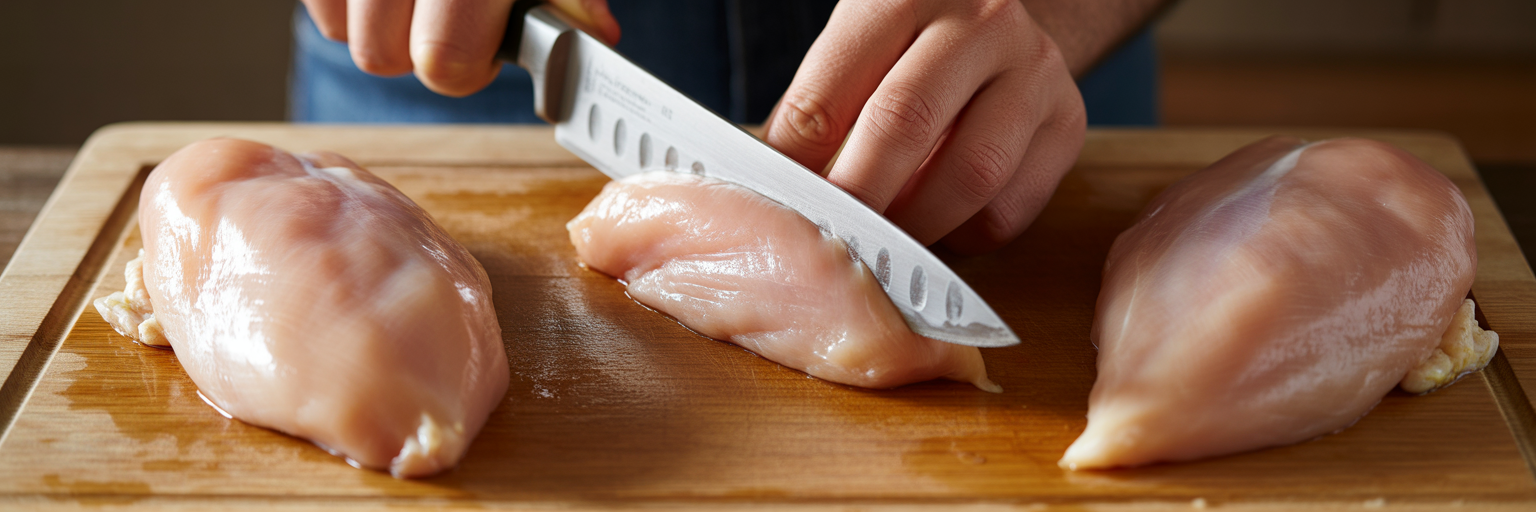 slicing chicken breasts