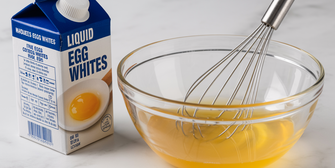 Whisking liquid egg whites from carton
