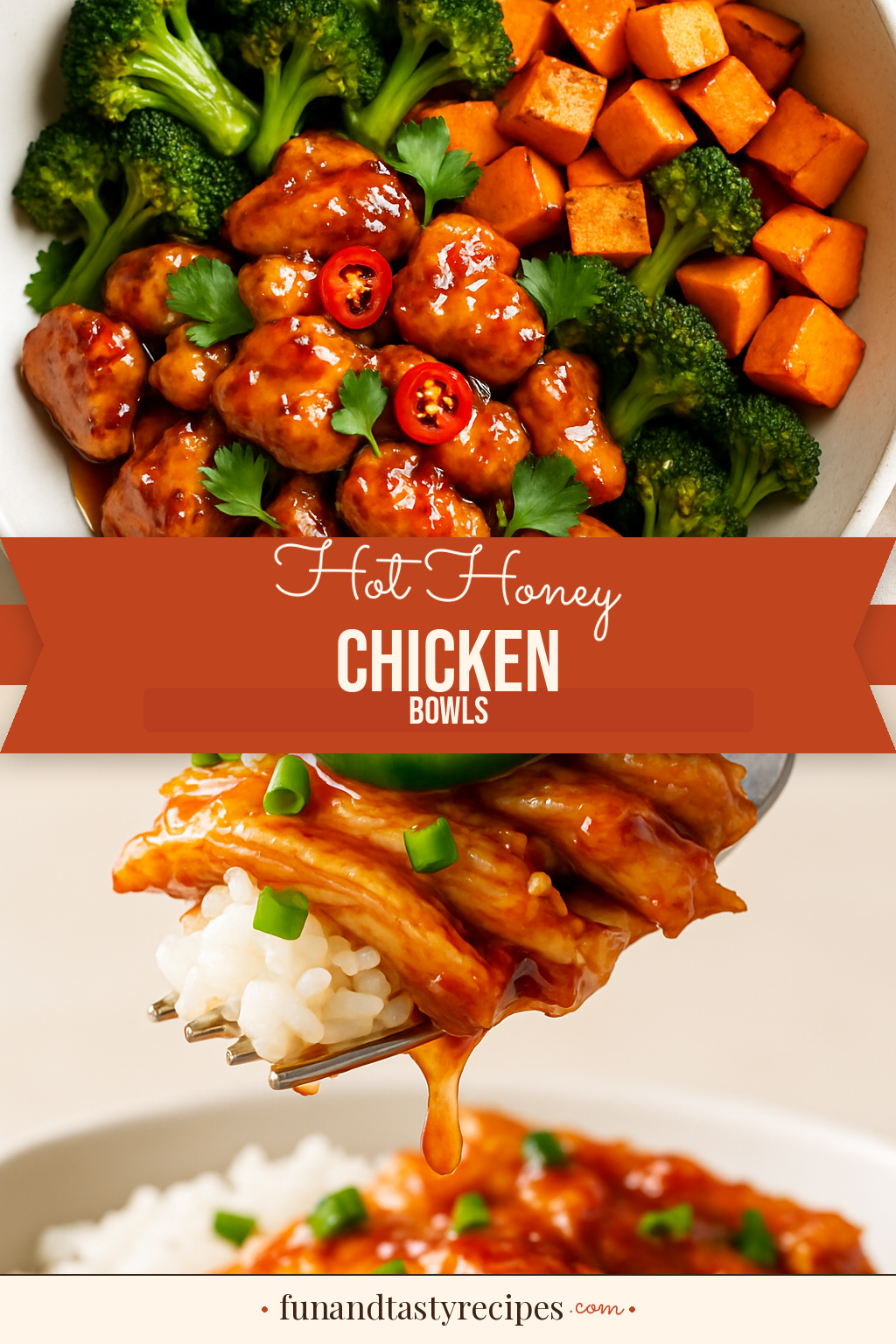 Hot Honey Chicken Bowls — pin this recipe