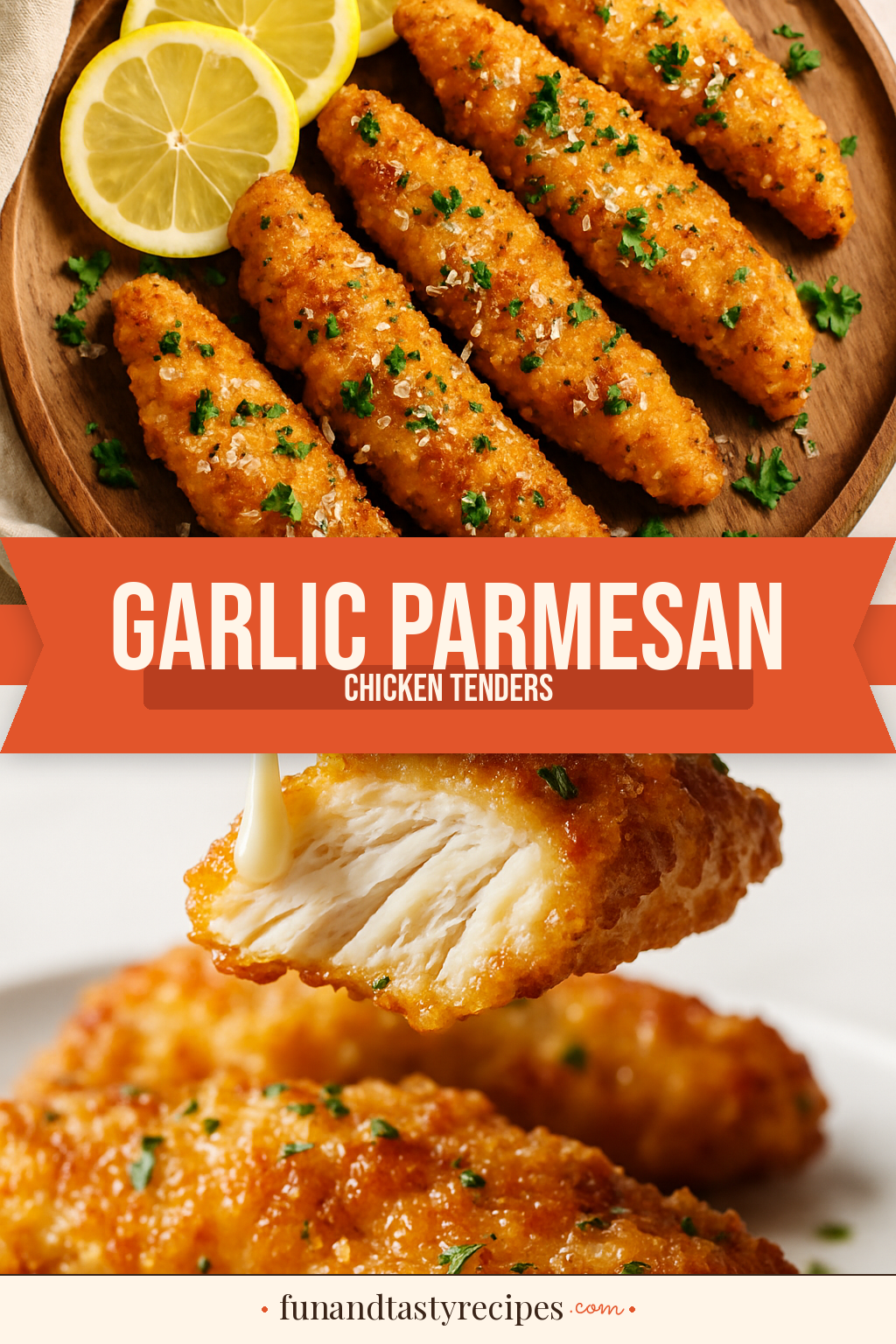 Garlic Parmesan Chicken Tenders — pin this recipe