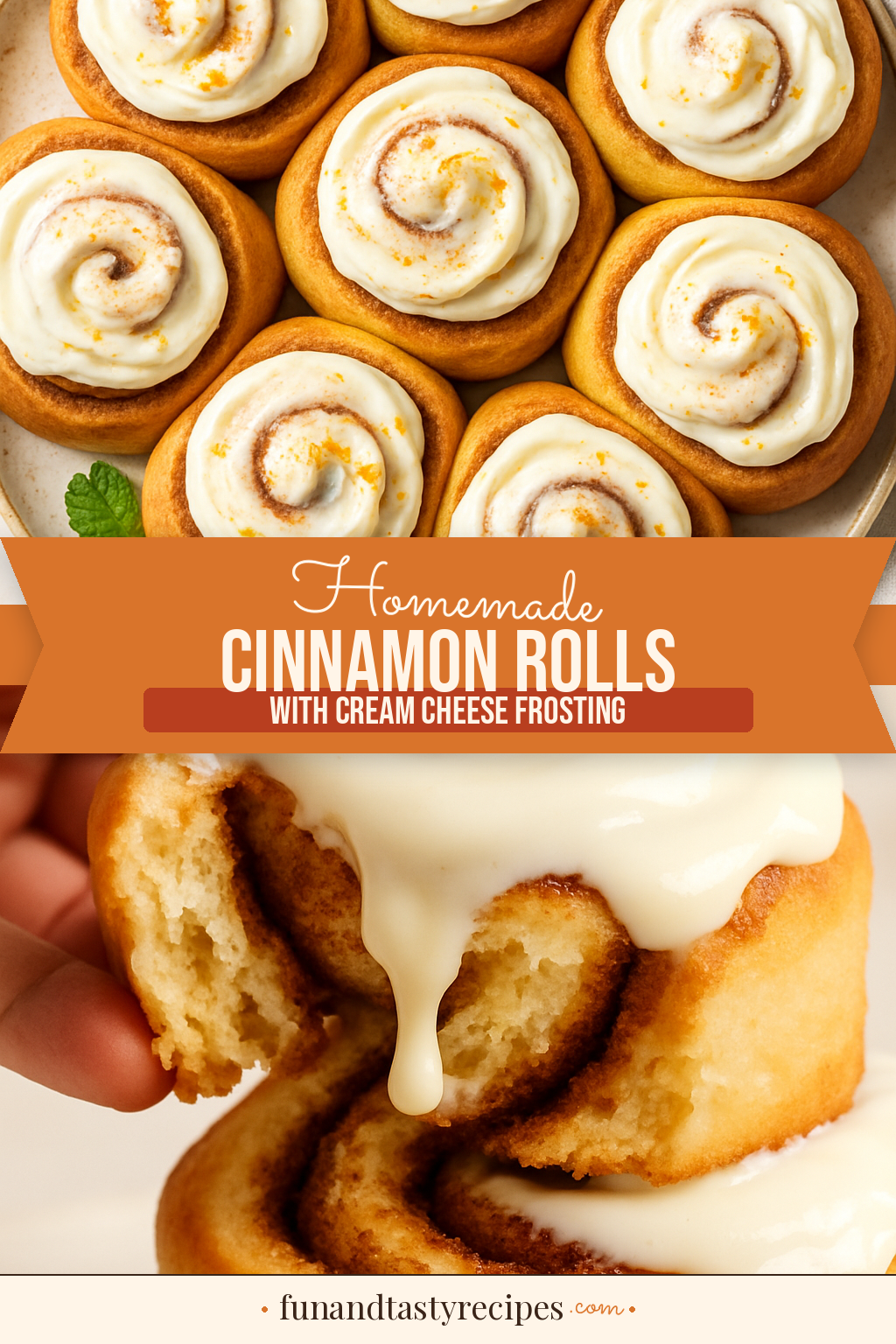 Homemade Cinnamon Rolls with Cream Cheese Frosting — pin this recipe