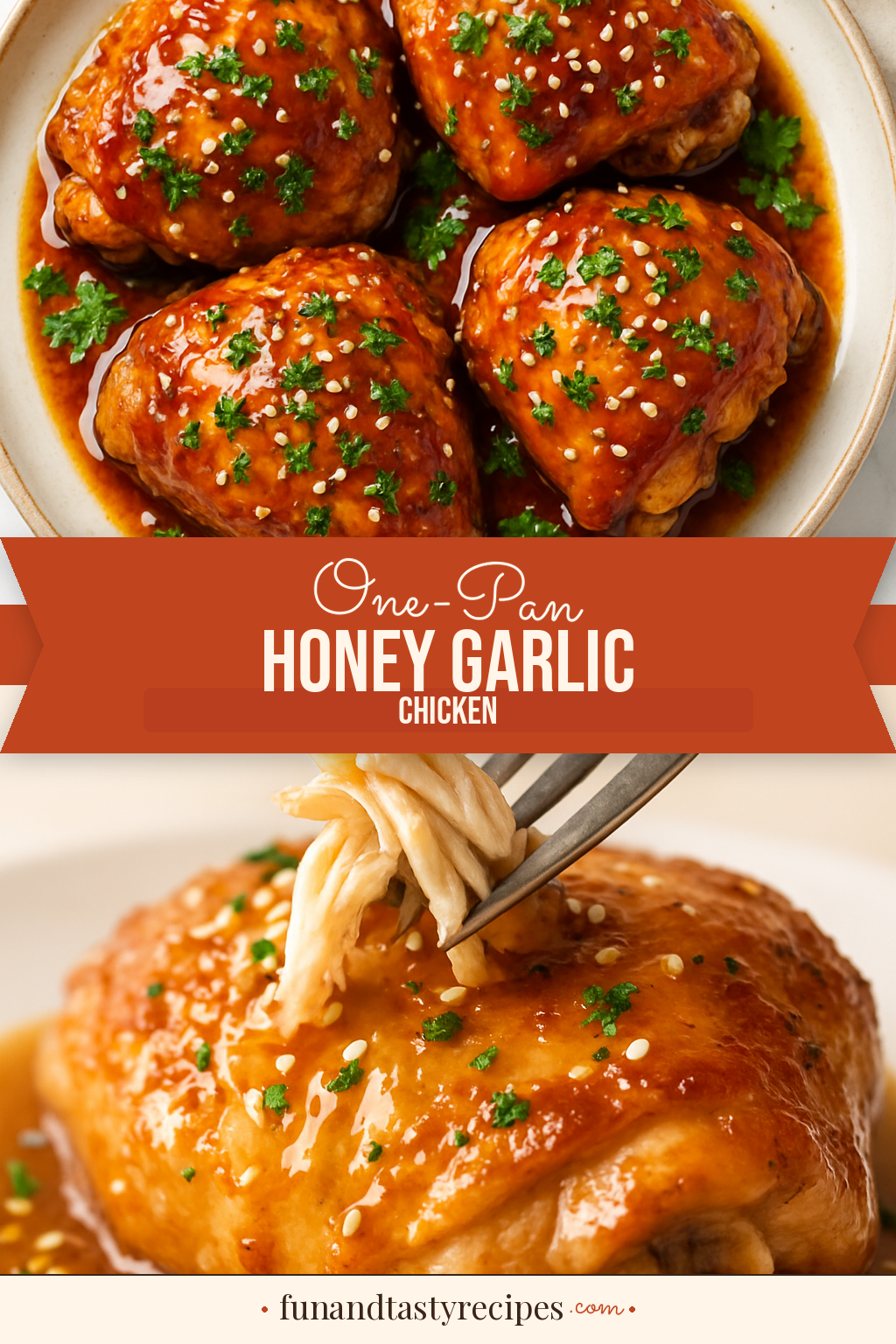 One Pan Honey Garlic Chicken — pin this recipe
