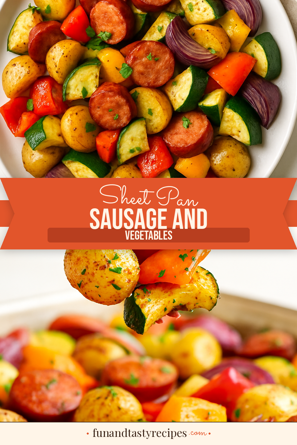 Sheet Pan Sausage and Vegetables — pin this recipe