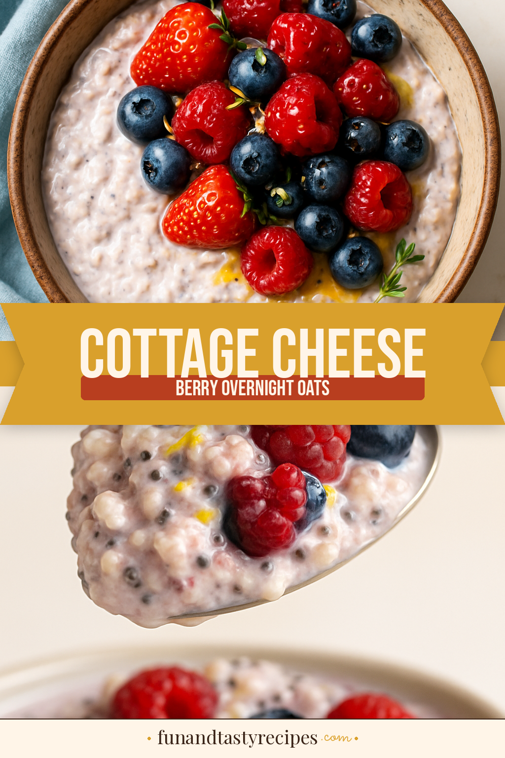 Cottage Cheese and Berry Overnight Oats — pin this recipe