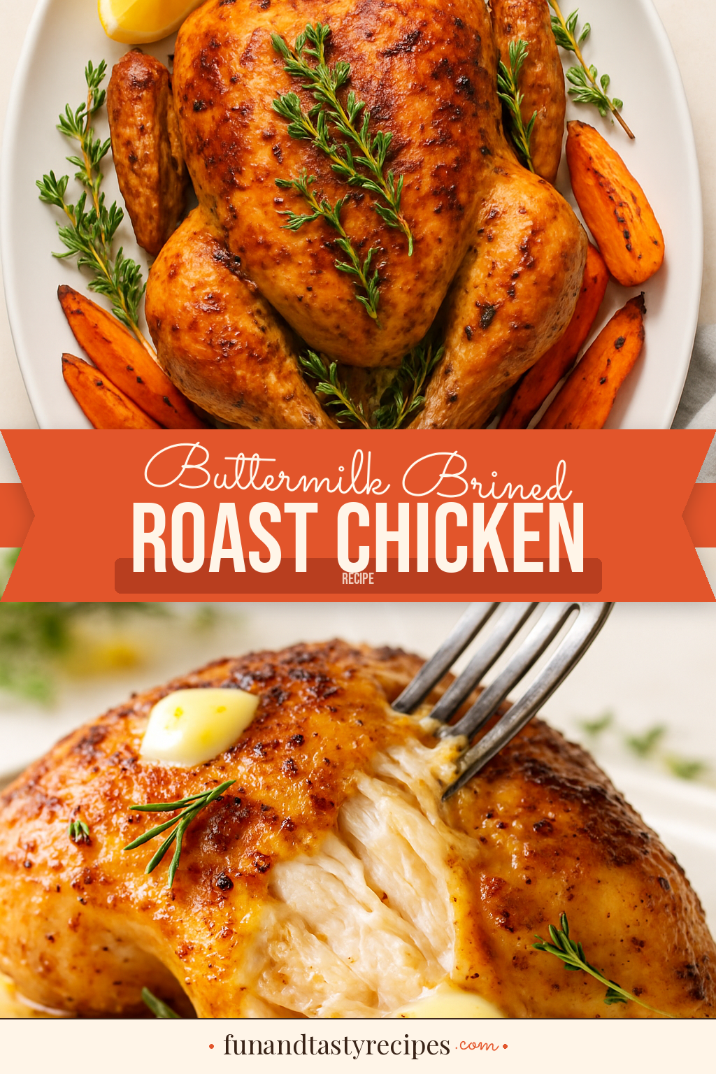 Buttermilk Brined Roast Chicken — pin this recipe