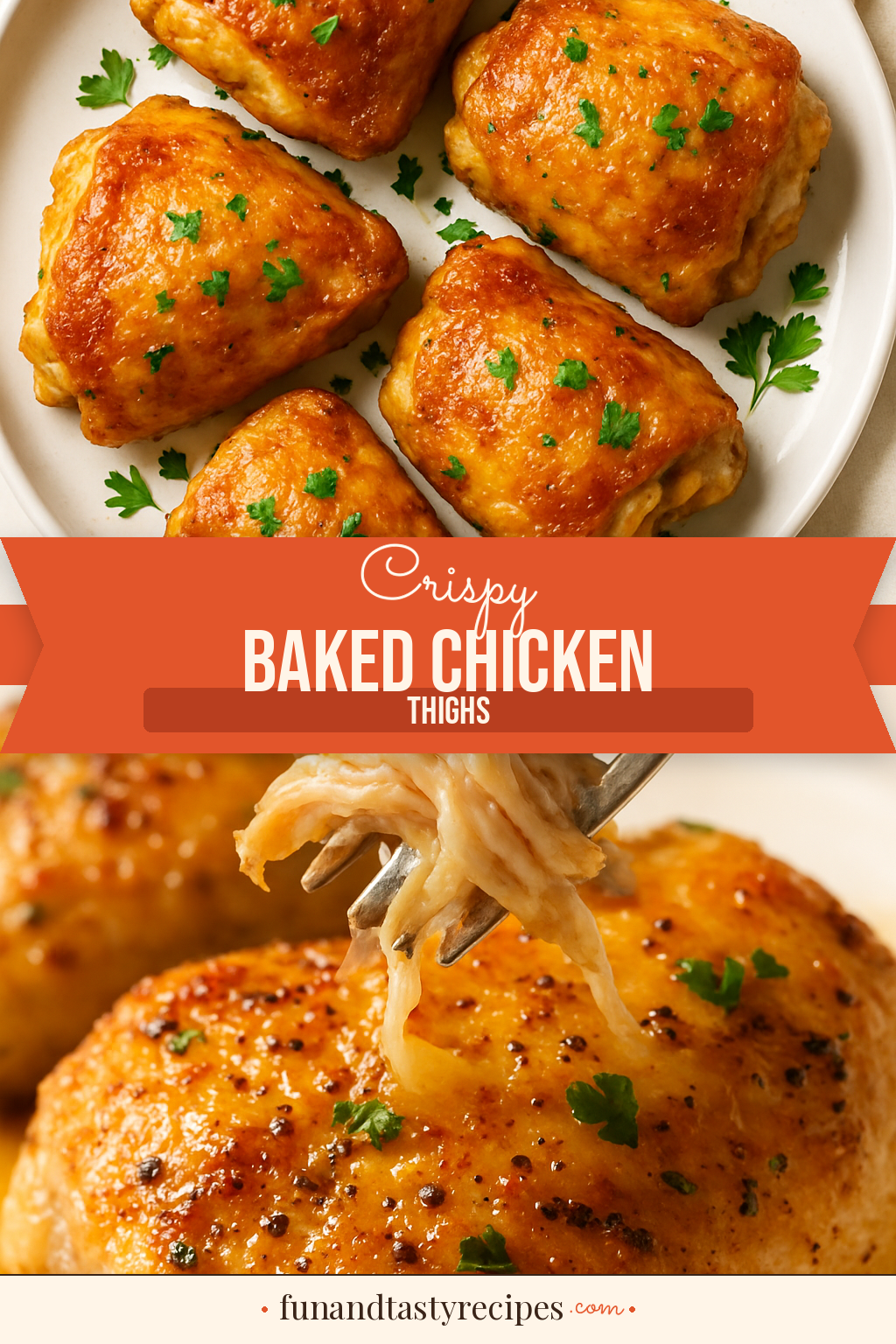 Crispy Baked Chicken Thighs — pin this recipe