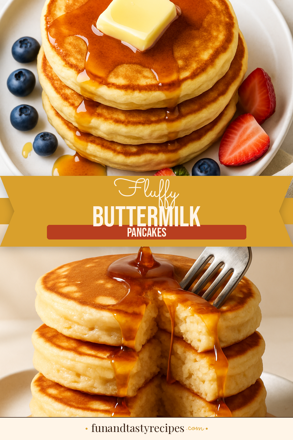 Fluffy Buttermilk Pancakes — pin this recipe